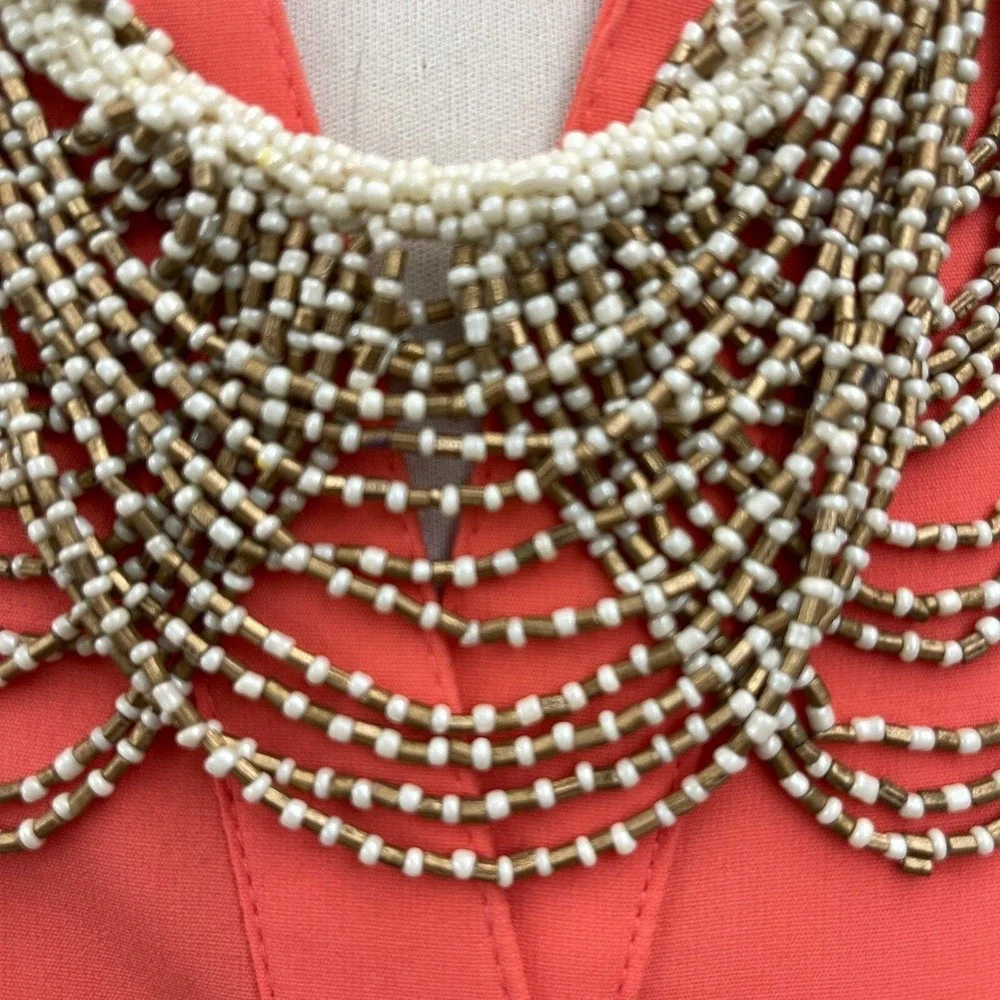 Ivory‎ Gold-tone Seed Beads Beaded Women's Fashion Necklace NWOT